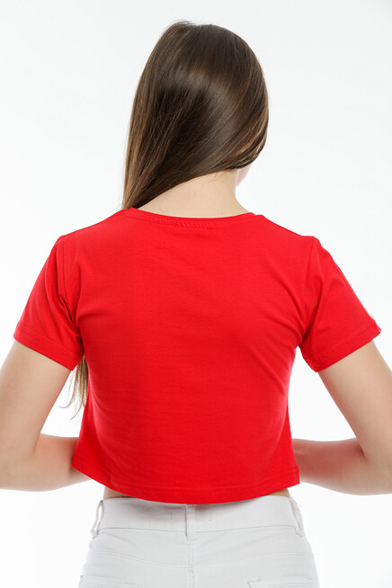 Süperlife Kadın Bisiklet Yaka Slim Fit Brookyn Baskılı Tişort SPR21Y14