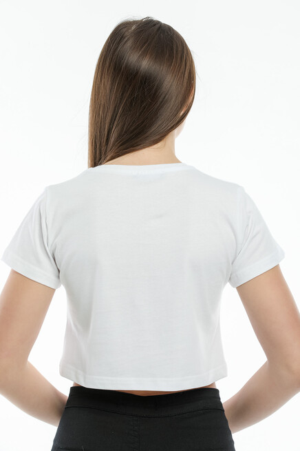 Süperlife Kadın Bisiklet Yaka Slim Fit Brookyn Baskılı Tişort SPR21Y14