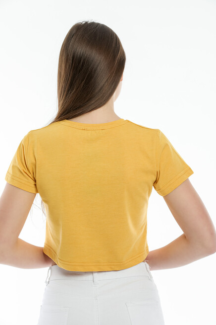 Süperlife Kadın Bisiklet Yaka Slim Fit Brookyn Baskılı Tişort SPR21Y14