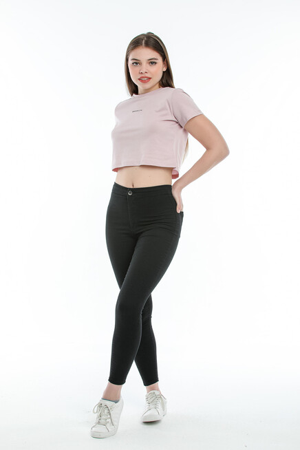 Süperlife Kadın Bisiklet Yaka Slim Fit Brookyn Baskılı Tişort SPR21Y14