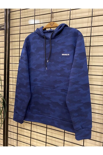 Süperlife Kapşonlu Uzun Kollu Baskılı Dar Kalıp İnce Erkek Sweatshirt SPR 2019K61