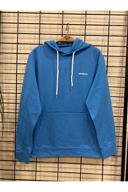Süperlife Kapşonlu Uzun Kollu Baskılı Dar Kalıp İnce Erkek Sweatshirt SPR 2019K61