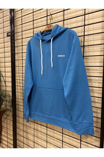 Süperlife Kapşonlu Uzun Kollu Baskılı Dar Kalıp İnce Erkek Sweatshirt SPR 2019K61