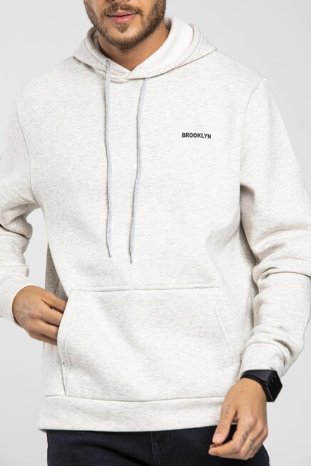 Süperlife Kapşonlu Uzun Kollu Baskılı Dar Kalıp İnce Erkek Sweatshirt SPR 2019K61