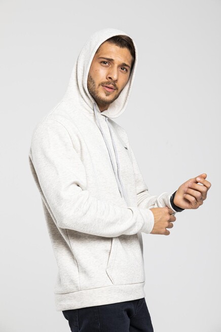 Süperlife Kapşonlu Uzun Kollu Baskılı Dar Kalıp İnce Erkek Sweatshirt SPR 2019K61