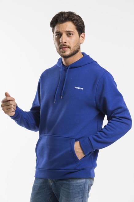 Süperlife Kapşonlu Uzun Kollu Baskılı Dar Kalıp İnce Erkek Sweatshirt SPR 2019K61