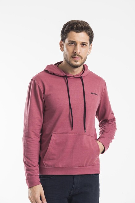 Süperlife Kapşonlu Uzun Kollu Baskılı Dar Kalıp İnce Erkek Sweatshirt SPR 2019K61
