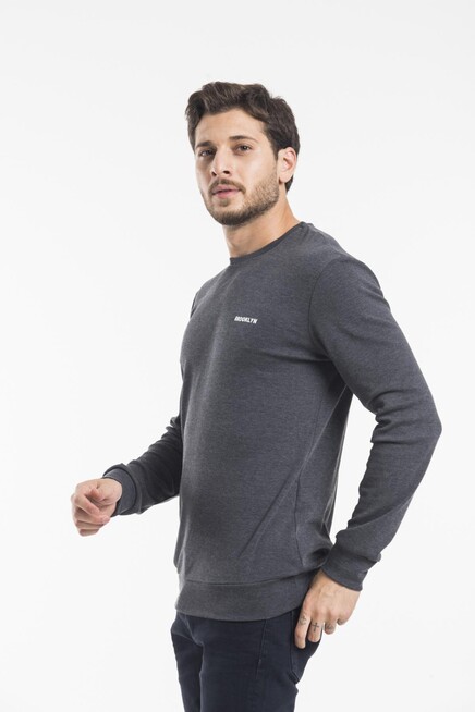 Süperlife Bisiklet Yaka Uzun Kollu Dar Kalıp İnce  Erkek Sweatshirt SPR2019K18