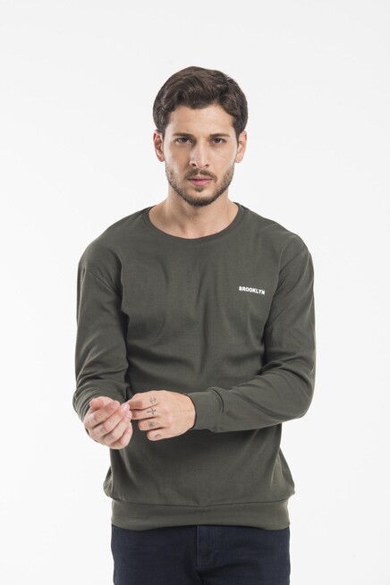 Süperlife Bisiklet Yaka Uzun Kollu Dar Kalıp İnce  Erkek Sweatshirt SPR2019K18