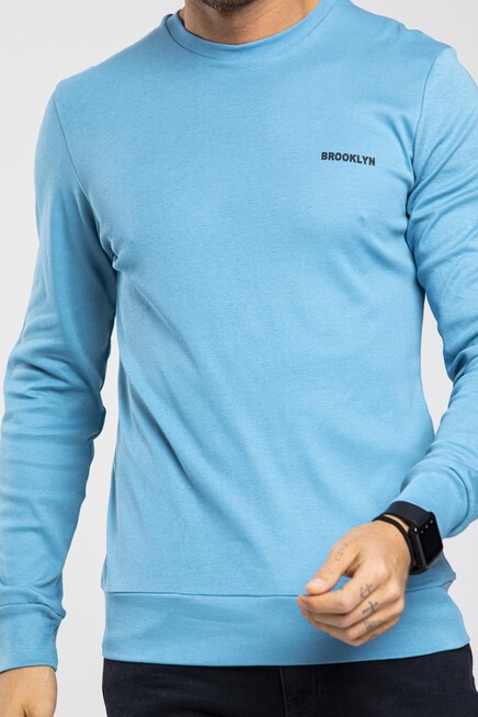 Süperlife Bisiklet Yaka Uzun Kollu Dar Kalıp İnce  Erkek Sweatshirt SPR2019K18