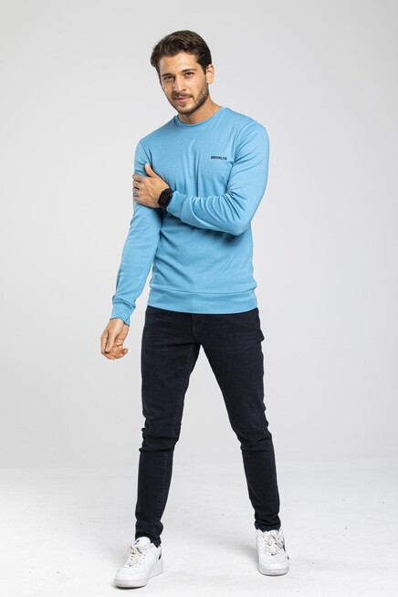 Süperlife Bisiklet Yaka Uzun Kollu Dar Kalıp İnce  Erkek Sweatshirt SPR2019K18