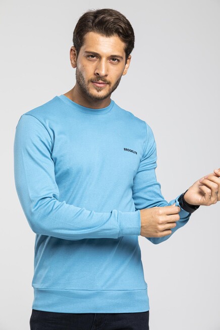 Süperlife Bisiklet Yaka Uzun Kollu Dar Kalıp İnce  Erkek Sweatshirt SPR2019K18