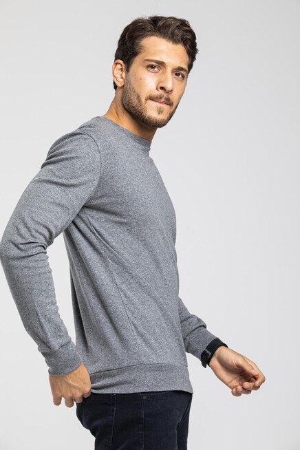 Süperlife Bisiklet Yaka Uzun Kollu Dar Kalıp İnce  Erkek Sweatshirt SPR2019K18