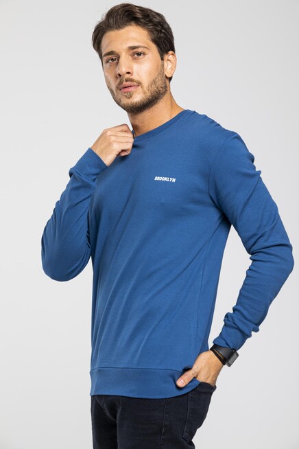 Süperlife Bisiklet Yaka Uzun Kollu Dar Kalıp İnce  Erkek Sweatshirt SPR2019K18