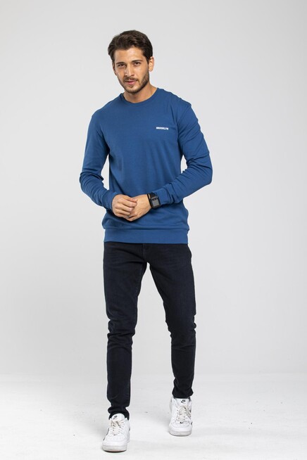 Süperlife Bisiklet Yaka Uzun Kollu Dar Kalıp İnce  Erkek Sweatshirt SPR2019K18