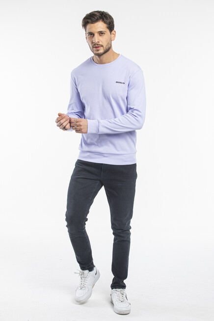 Süperlife Bisiklet Yaka Uzun Kollu Dar Kalıp İnce  Erkek Sweatshirt SPR2019K18