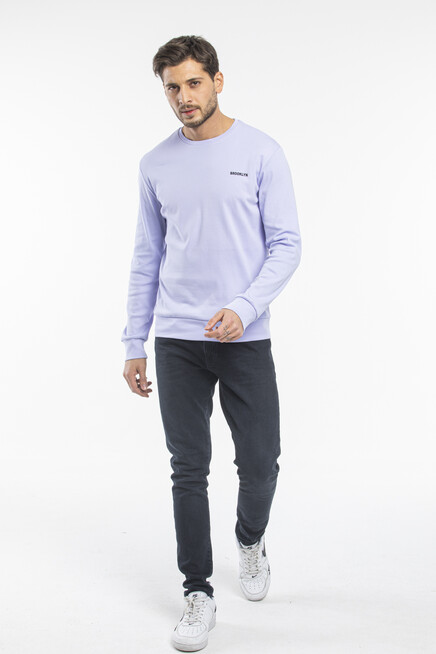 Süperlife Bisiklet Yaka Uzun Kollu Dar Kalıp İnce  Erkek Sweatshirt SPR2019K18