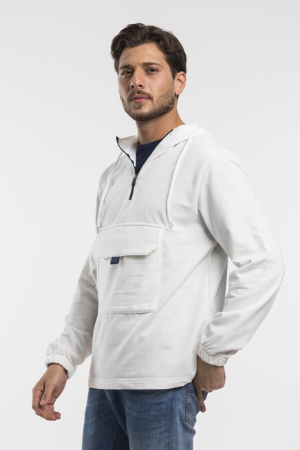 Süperlife Erkek Kapşonlu Yarım Fermuarlı İnce Sweatshirt SPR 20K52