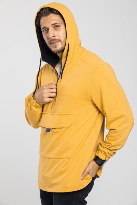 Süperlife Erkek Kapşonlu Yarım Fermuarlı İnce Sweatshirt SPR 20K52