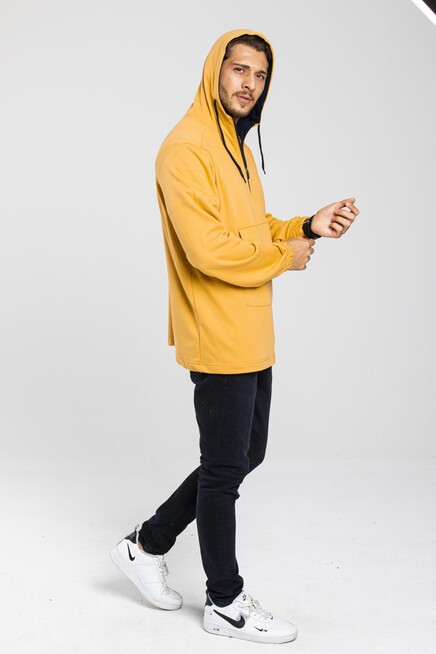 Süperlife Erkek Kapşonlu Yarım Fermuarlı İnce Sweatshirt SPR 20K52