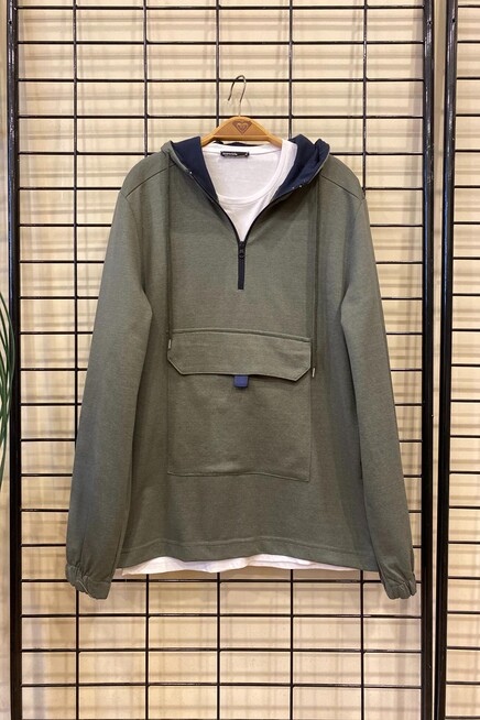 Süperlife Erkek Kapşonlu Yarım Fermuarlı İnce Sweatshirt SPR 20K52