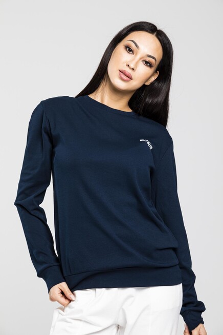 Süperlife Bisiklet Yaka Uzun Kollu Dar Kalıp İnce Sweatshirt SPR21K18