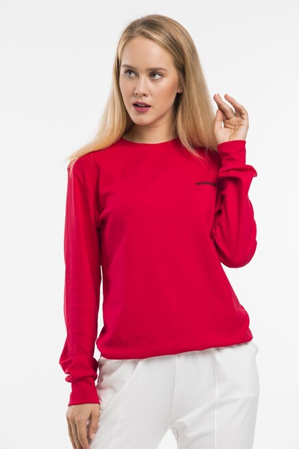 Süperlife Bisiklet Yaka Uzun Kollu Dar Kalıp İnce Sweatshirt SPR21K18