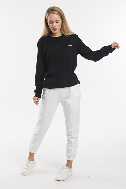 Süperlife Bisiklet Yaka Uzun Kollu Dar Kalıp İnce Sweatshirt SPR21K18