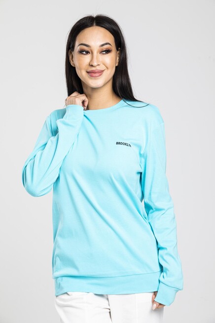 Süperlife Bisiklet Yaka Uzun Kollu Dar Kalıp İnce Sweatshirt SPR21K18