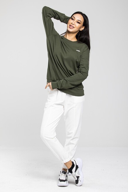 Süperlife Bisiklet Yaka Uzun Kollu Dar Kalıp İnce Sweatshirt SPR21K18