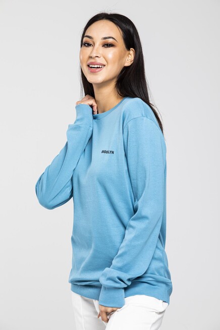 Süperlife Bisiklet Yaka Uzun Kollu Dar Kalıp İnce Sweatshirt SPR21K18