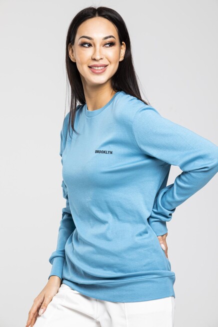 Süperlife Bisiklet Yaka Uzun Kollu Dar Kalıp İnce Sweatshirt SPR21K18