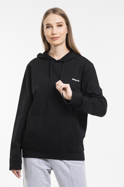 Süperlife Kadın Kapşonlu Regular Fit Baskılı İnce Sweatshirt SPR21K61