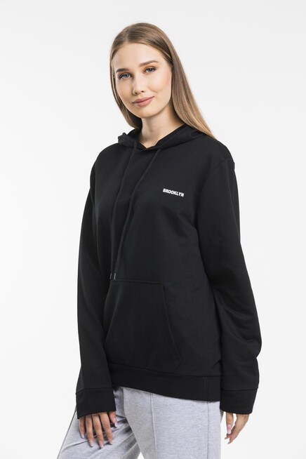 Süperlife Kadın Kapşonlu Regular Fit Baskılı İnce Sweatshirt SPR21K61