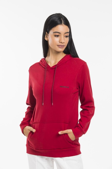 Süperlife Kadın Kapşonlu Regular Fit Baskılı İnce Sweatshirt SPR21K61