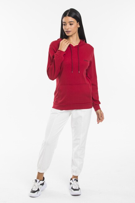 Süperlife Kadın Kapşonlu Regular Fit Baskılı İnce Sweatshirt SPR21K61