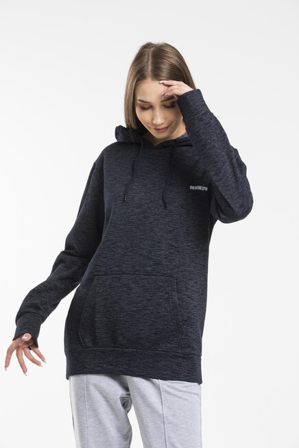 Süperlife Kadın Kapşonlu Regular Fit Baskılı İnce Sweatshirt SPR21K61