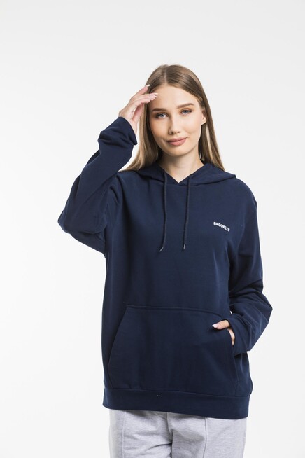 Süperlife Kadın Kapşonlu Regular Fit Baskılı İnce Sweatshirt SPR21K61