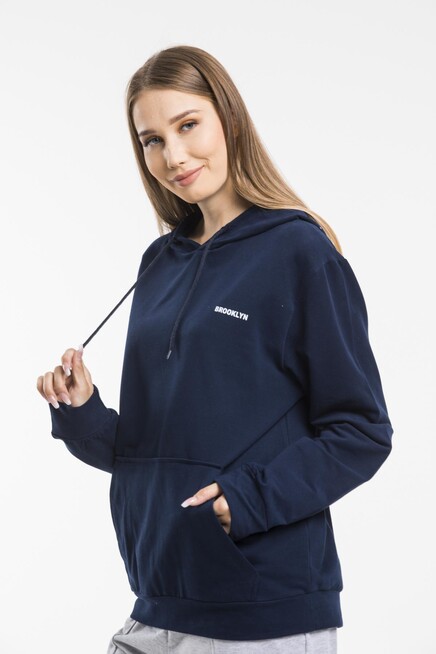 Süperlife Kadın Kapşonlu Regular Fit Baskılı İnce Sweatshirt SPR21K61
