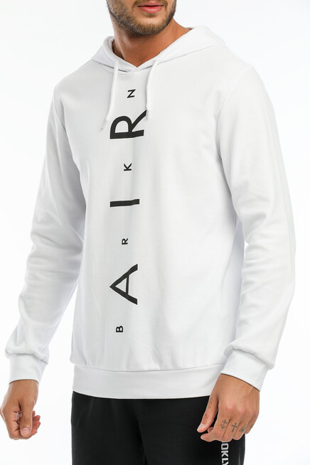 Süperlife Erkek Kapşonlu  AR Baskılı İnce Sweatshirt SPR22SW104
