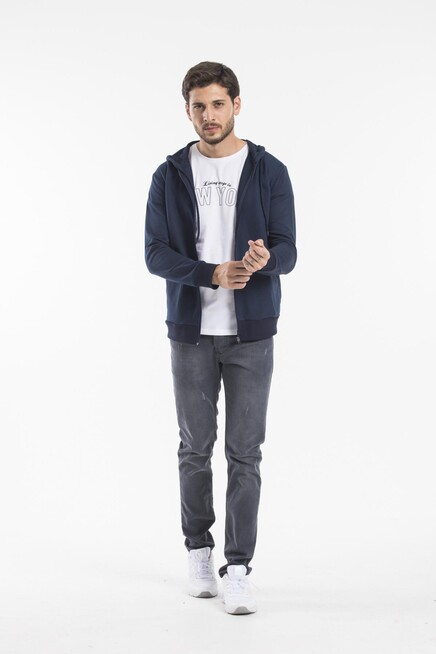 Süperlife Erkek Kapşonlu Regular Fit Yan Cepli İnce Hırka SPR 20K62