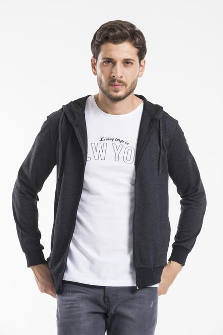 Süperlife Erkek Kapşonlu Regular Fit Yan Cepli İnce Hırka SPR 20K62