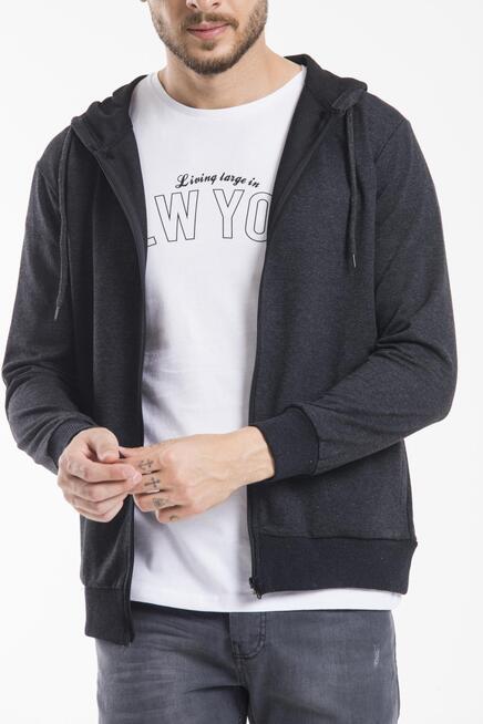 Süperlife Erkek Kapşonlu Regular Fit Yan Cepli İnce Hırka SPR 20K62