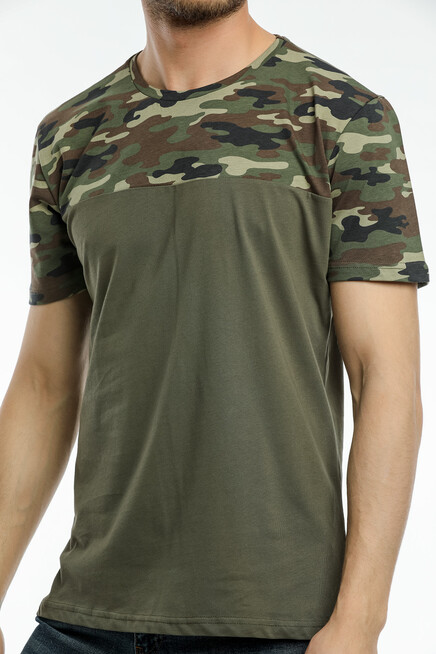 Süperlife Erkek Bisiklet Yaka Slim Fit Kol ve Ön Garnili Tişort SPR21Y06