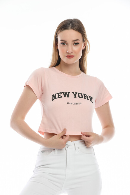 Süperlife Kadın Newyork Baskılı  Slim Fit  Tişort  SPR21Y15