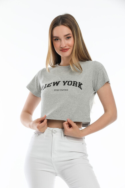 Süperlife Kadın Newyork Baskılı  Slim Fit  Tişort  SPR21Y15