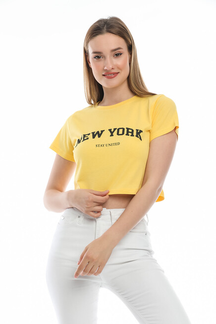Süperlife Kadın Newyork Baskılı  Slim Fit  Tişort  SPR21Y15
