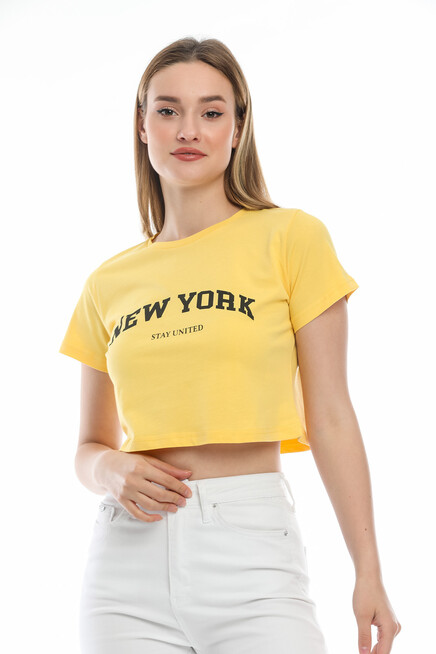 Süperlife Kadın Newyork Baskılı  Slim Fit  Tişort  SPR21Y15