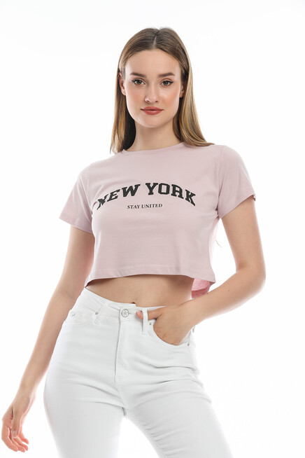 Süperlife Kadın Newyork Baskılı  Slim Fit  Tişort  SPR21Y15