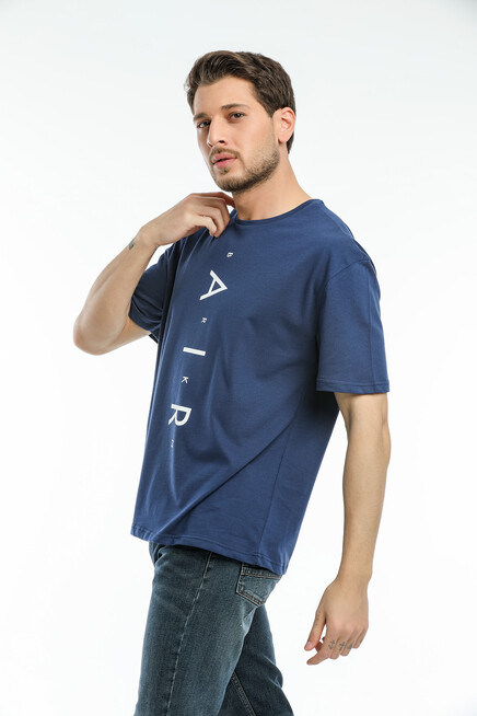 Süperlife Erkek Bisiklet Yaka Standart &Regular Fit  Aır Baskılı Tişort SPR21Y28